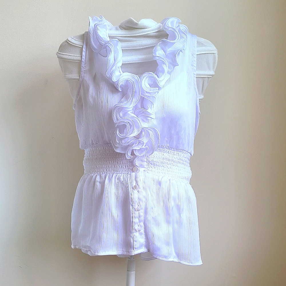 White Ruffle Collar Blouse